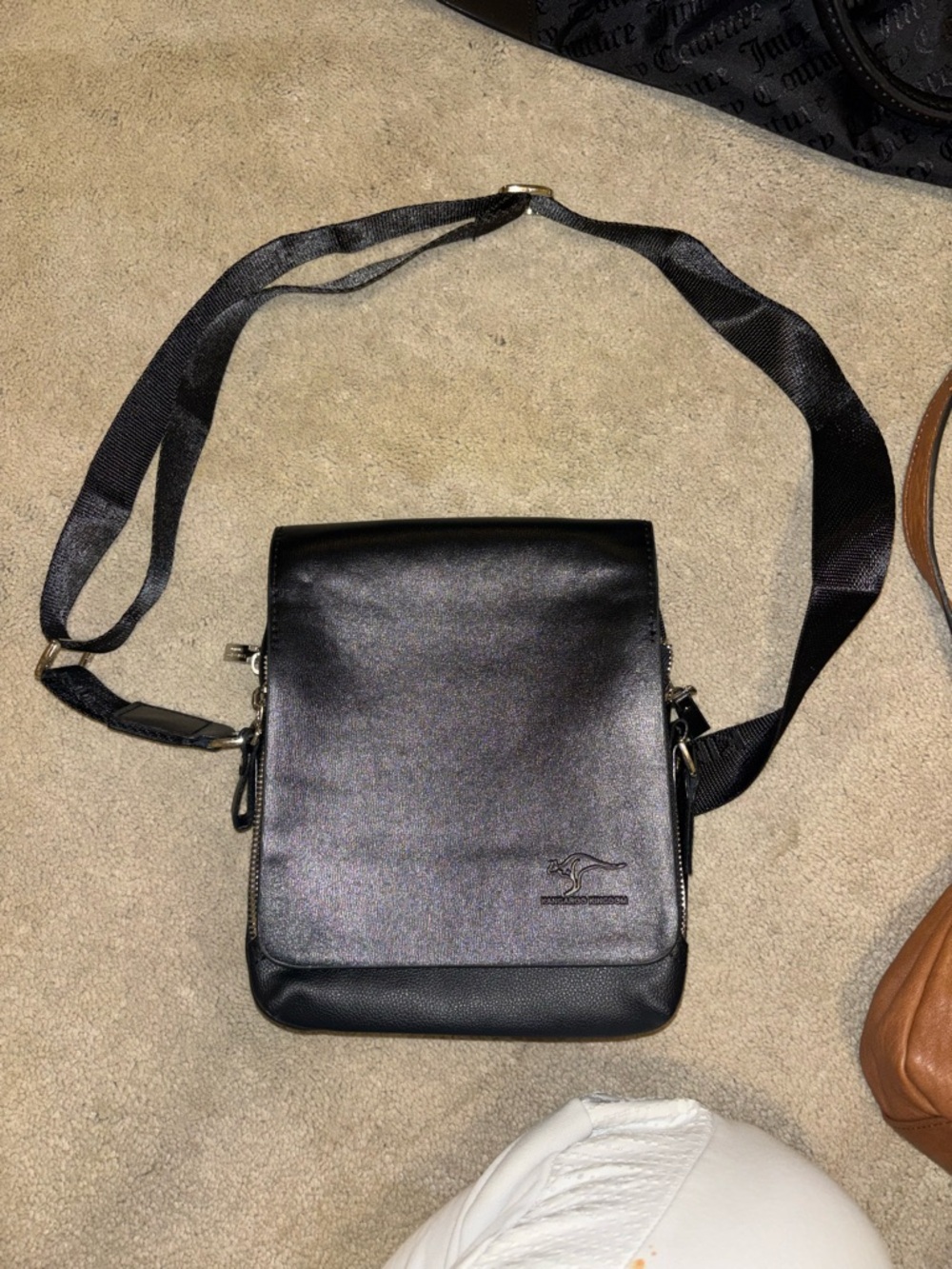 Men's Black Leather Crossbody Bag - Premium Minimal Design